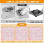 Pet Feeding Mat, Boho Mandala Absorbent Dog Cat Food Mat Pink Flower Dog Mat - Image 3