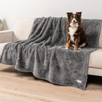 PetAmi Dog Blanket for Large Dogs Grey, Fluffy Soft Sherpa Fleece for Puppy - Image 2