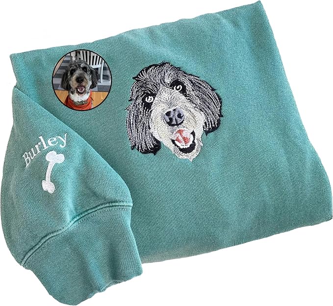 NAZENTI Custom Photo Pet Embroidered Sweatshirt, Custom Dog Face Embroidered by Nazenti