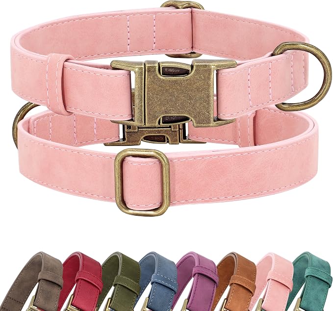 Didog Soft PU Leather Dog Collar, Stylish Quick Released Dog Collar by Didog