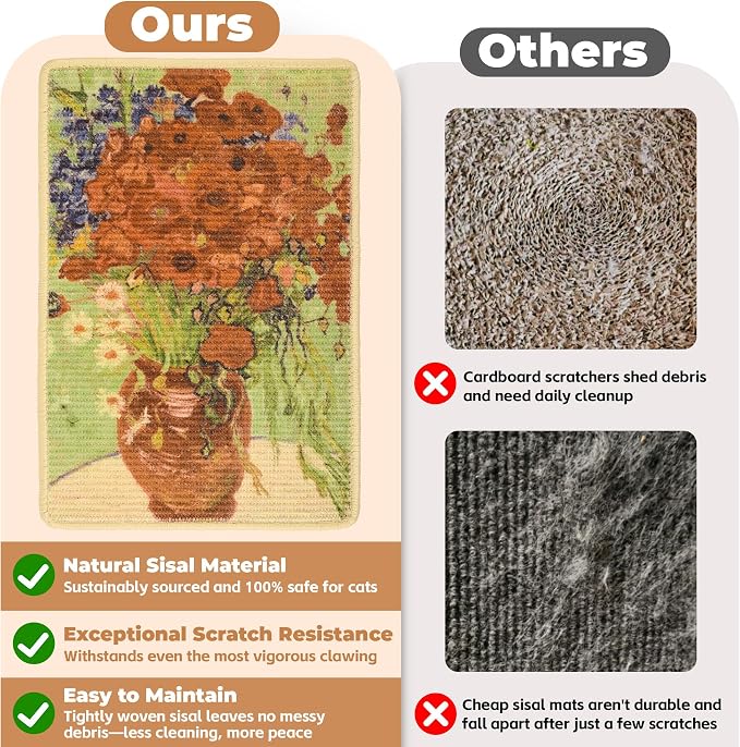 Sisal Cat Scratcher Mat, Cat Wall Scratcher - Image 4
