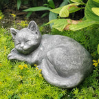 Garden Sleeping Cat Memorial Stone Cat Grave Marker Remembrance Kitten Statues - Image 7