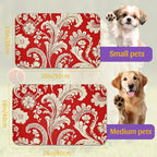 Red White Paisley Pet Food Mat, Absorbent Feeding Pad - Image 2
