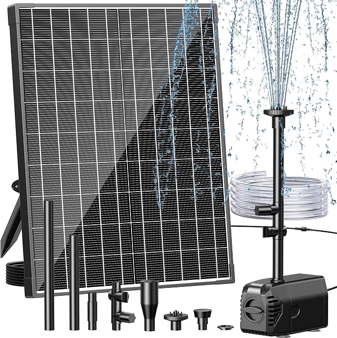 Biling 20W Solar Fountain Pump, 320 GPH Solar Pond Fountain Adjustable Flow by biling