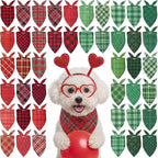 Abbylike 50 Pcs St. Patrick's Day Dog Bandanas Bulk Green Plaid Bandanas by Abbylike
