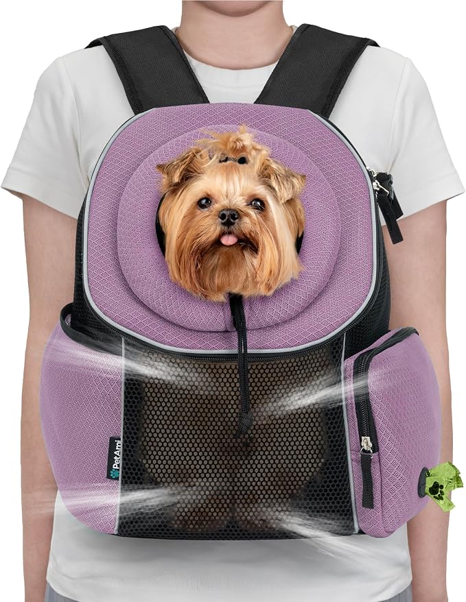 PetAmi Adjustable Cat & Dog Front Chest Carrier Backpack, Ventilated by PetAmi