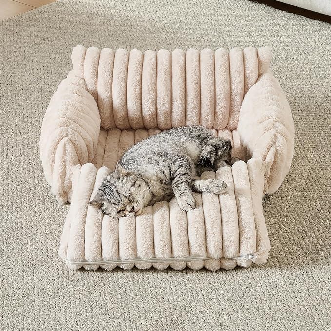 Hollypet Cat Bed Fluffy Plush Mutifuctional Double-Layer Soft Pet Couch - Image 6