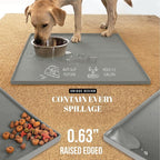 AVERYDAY 100% Waterproof Thicker Silicone Dog Food Mat, 0.63'' Raised Edge Bowl - Image 3
