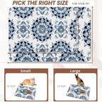 Mandala Flower Dog Food Mat for Floors, Cat Dog Bowl Mats for Food and Water - Image 2