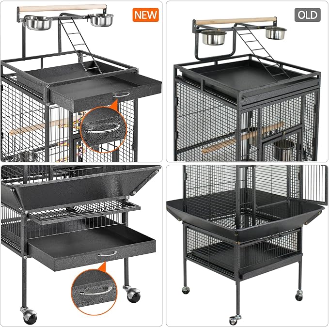Yaheetech 61-inch Playtop Wrought Iron Large Parrot Bird Cages - Image 5