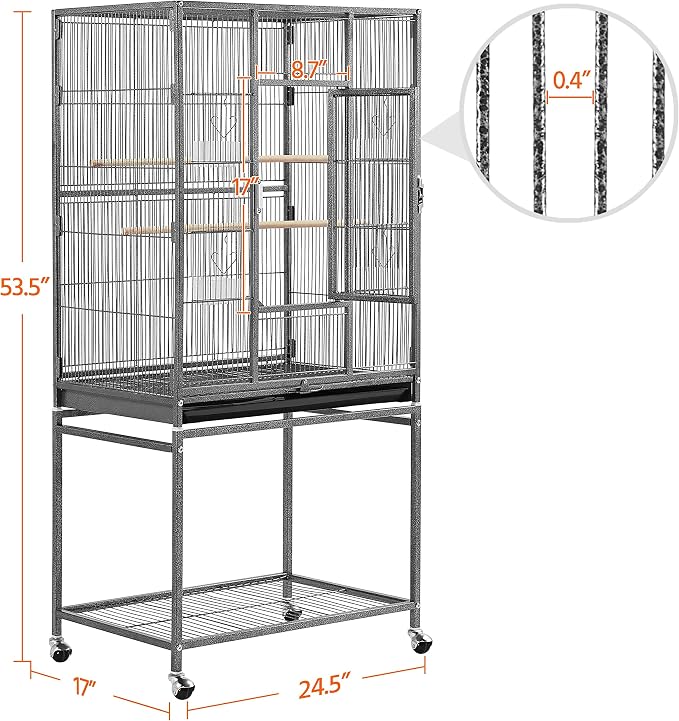 Yaheetech 54-inch Wrought Iron Standing Large Parrot Parakeet Flight Bird Cage - Image 3