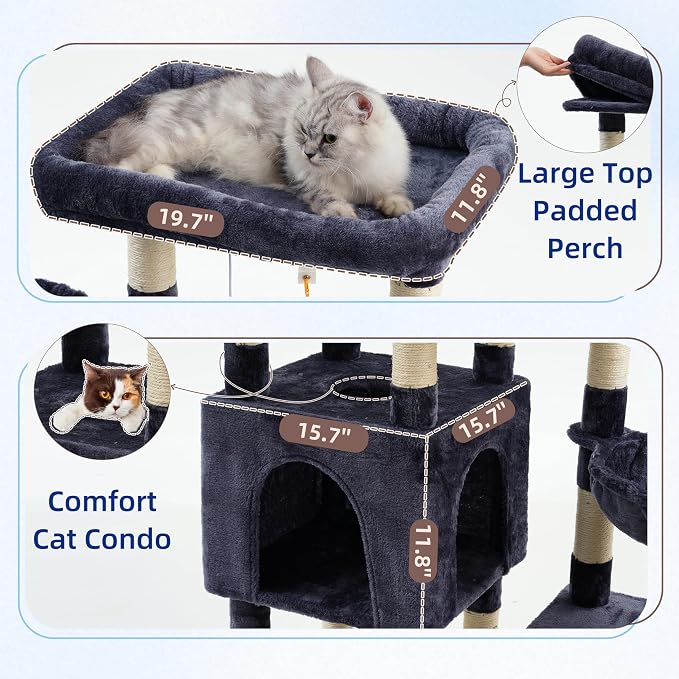 Cat Tree for Indoor Cats Large Adult, Heavy Duty Cat Tree for Large Cats 20 lbs+ - Image 3