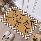 Tinideya 2 Pcs Boho Bows Door Mat Welcome Non Slip Coir Mats Floor Layering - Image 2