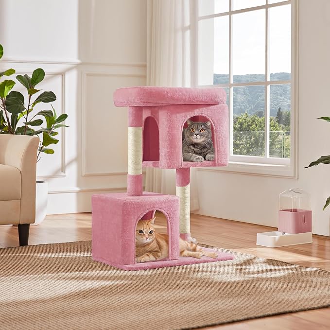 Yaheetech 33.5in Cat Tree, Small Kittens Tower w/Large Perch&2 Cozy Condos - Image 2
