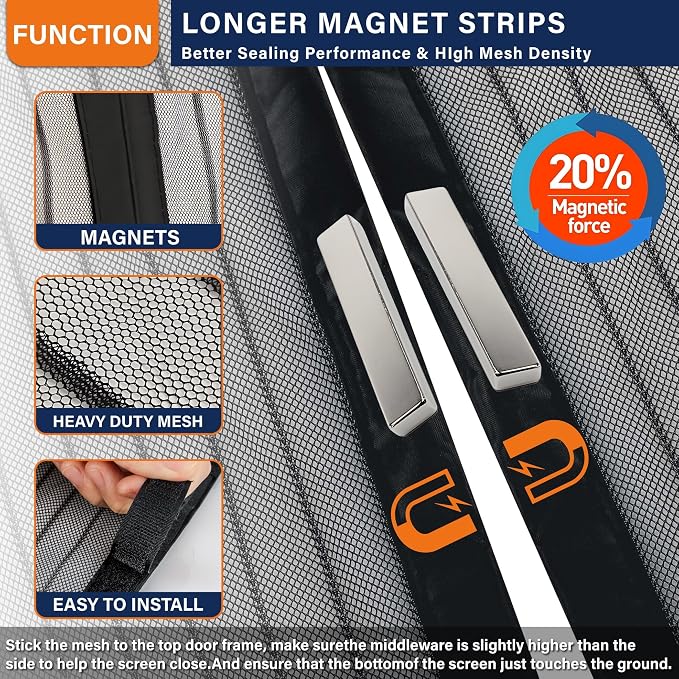 Magnetic Screen Door，Screen Door Mesh，Keep Bugs Out, Heavy-Duty Mesh Curtain - Image 3