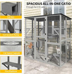 DWVO Cat House Outdoor Catio Kitty Enclosure 71" Walk in Cat Kennel Large - Image 2