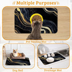 Dog Bowl Mat, Abstract Marbled Pet Feeding Mat - Image 7