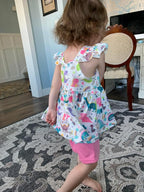 Toddler Baby Girls Summer Clothes Outfits Ruffled Sleeve Dinosaur Shirt Leopard - Image 4