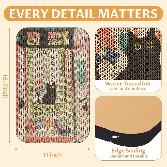Art Cat Scratcher, Wall-Mountable Cat Scratching Board, Cat Wall Scratcher - Image 2