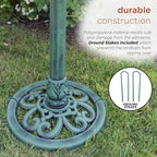 Alpine Corporation TEC116 Outdoor Aged Green Pedestal Birdbath - Image 10