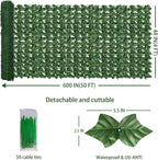 Artificial Fence Privacy Screen: 4FT x 50FT UV-Anti Faux Greenery Backdrop Ivy - Image 2