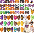 Sanwuta 50 Pcs Halloween Dog Bandanas and Collar Bow Ties Set 25 Bandanas Bulk by Sanwuta