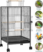 Yaheetech 35 inch Wrought Iron Bird Cage w/Play Open Top and Rolling Stand - Image 8