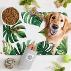 Palm Leaf Pet Feeding Mat, Boho Absorbent Quick-Dry Cat Dog Food and Water Bowl - Image 7