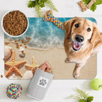 Beach Starfish Dog Food Mat for Floors, Cute Seashell Absorbent Pet Food and - Image 7