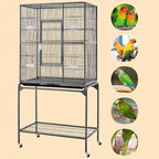 Yaheetech 63-Inch Wrought Iron Rolling Large Bird Cage - Image 3