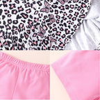 Toddler Baby Girls Summer Clothes Outfits Ruffled Sleeve Dinosaur Shirt Leopard - Image 6