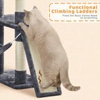 Yaheetech Cat Tree, 82.5in Large Tower w/Hammock, 2 Kitty-Ear Perches, 2 Cozy - Image 9