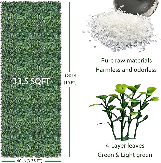 Artificial Boxwood Roll: 40x120 in UV-Anti Faux Ivy Boxwood Hedge Leaf Grass - Image 2