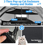 EighteenTek® Catio Outdoor Cat Enclosure 3-Tier Pop up Cat Tent Playpen | - Image 3