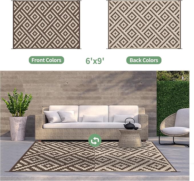 GENIMO Outdoor Rug for Patio Clearance, Reversible Plastic Straw Rugs for RV - Image 3