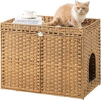 Cat Litter Box Enclosure Furniture, Handwoven Rattan Hidden Litter Box by SETVSON
