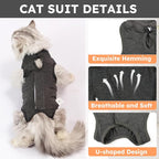 Cat Recovery Suit for Spay Abdominal Wounds, Kitten Onesie Bodysuit for Cats - Image 4