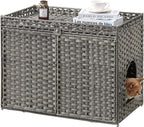 Cat Litter Box Enclosure Furniture, Handwoven Rattan Hidden Litter Box by SETVSON