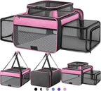 Top and 2 Sides Expandable Cat Carrier 18x13.5x9.5, TSA Airline Approved Dog by SHARLOVY