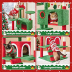 Yaheetech 54in Christmas Cat Tree, 2 Cozy Caves, Scratching Posts, Climbing - Image 4