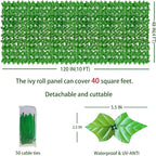 Artificial Ivy Privacy Fence Wall Screen: 48X120 in UV-Anti Faux Greenery - Image 2