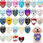 30 Pcs Fathers Day Small Dog Bandanas Bulk 25 Inch Love Dad Dog Bandanas by Bestwishforyou