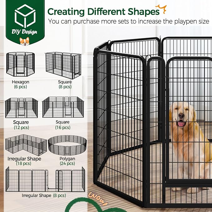 Yaheetech Dog Playpen Outdoor, 47 inch 8 Panels Dog Pen Indoor Heavy Duty Puppy - Image 5