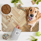 Vintage Wooden Dog Cat Food Mat, Boho Absorbent Pet Feeding Mat - Image 7