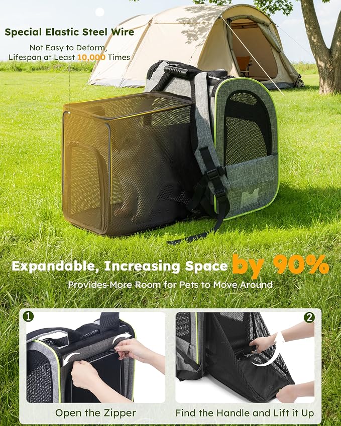 Pecute Cat Backpack Carrier Expandable, Foldable Pet Backpack - Image 3