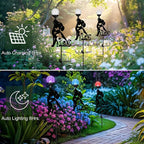 Solar Dog Light Outdoor Decorative, Metal Black Dog&Cat Silhouette Solar Garden - Image 2