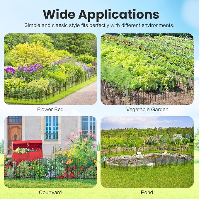 25Pcs Decorative Garden Fence, 20in/27ft Rustproof Metal Fences Animal Barrier - Image 6