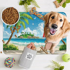 Tropical Beach Dog Food Mat for Floors, Hawaii Palm Tree Absorbent Quick-Dry - Image 7