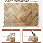 Vintage Wooden Dog Cat Food Mat, Boho Absorbent Pet Feeding Mat - Image 2