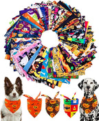 PET SHOW 50 Pack Halloween Big Dog Bandanas Bulk XL Washable Triangle Bibs by PETSHOW